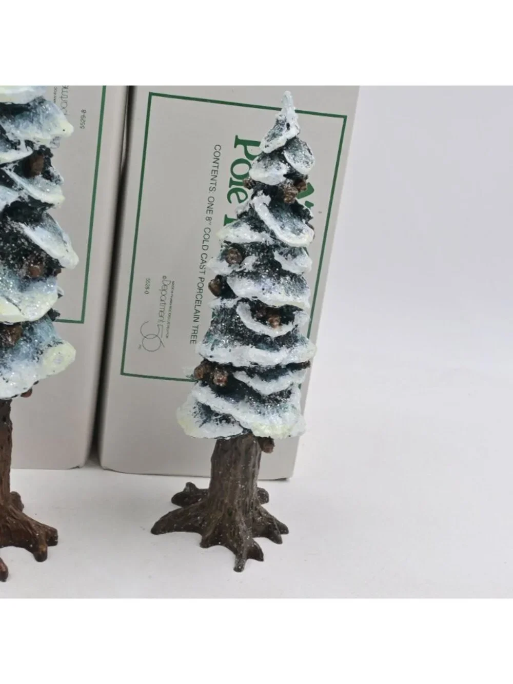Department 56 Heritage Village Pole Pine Tree Porcelain Decor Set of 3 Boxed